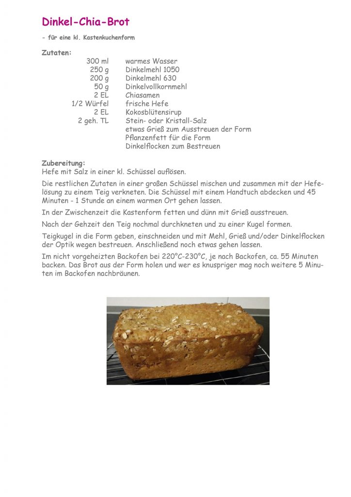 Rezept für ein Dinkel Chia Brot