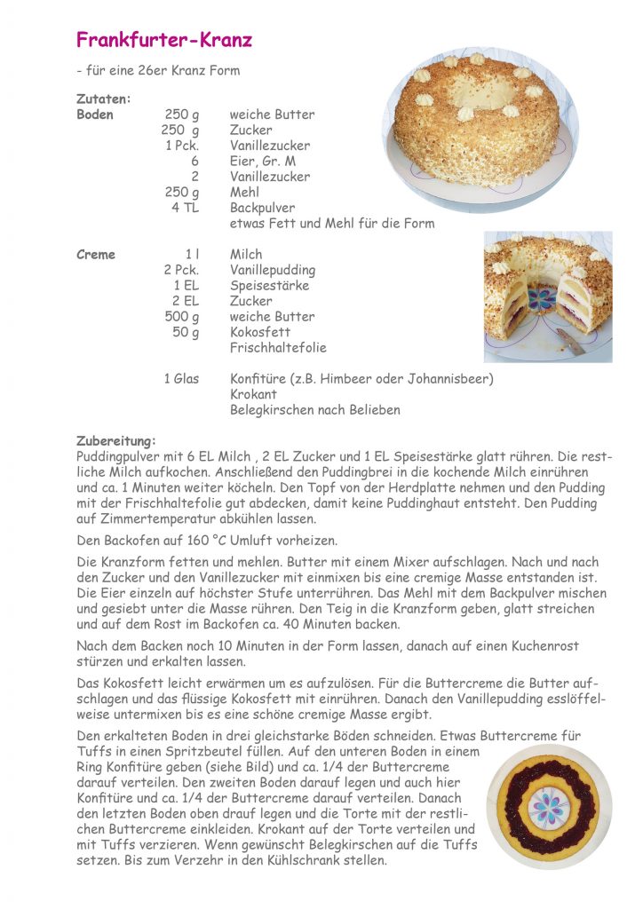Rezept für einen Frankfurter Kranz