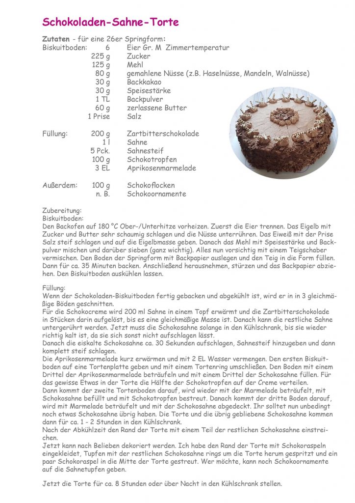 Rezept Schokoladen Sahne Torte